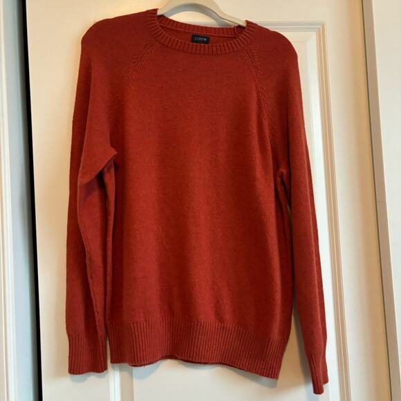 J Crew Crewneck Sweater in Supersoft Lambswool Blend Orange Sz M - Picture 1 of 8